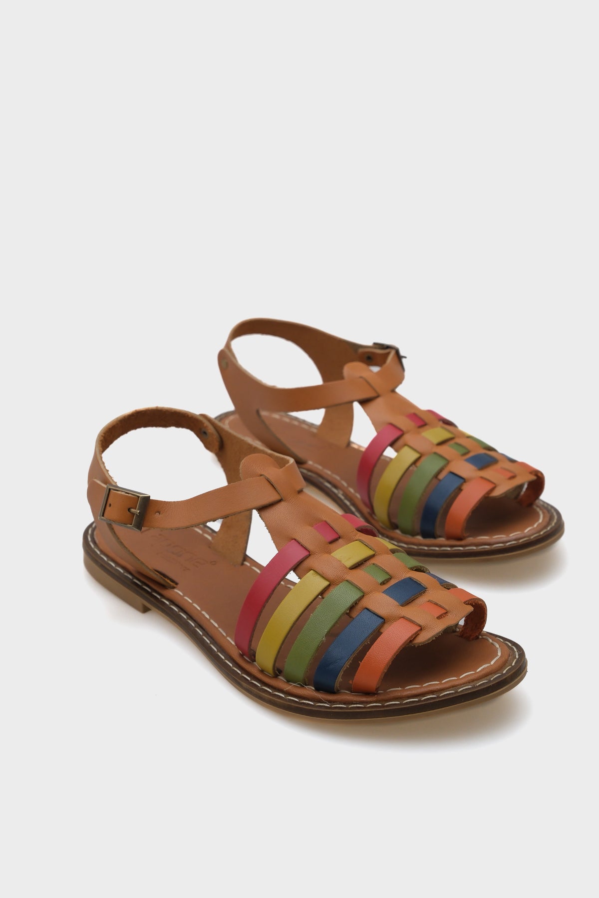 Daphne Yuvarlak Burunlu Gladyatör Bantlı Kadın Deri Sandalet