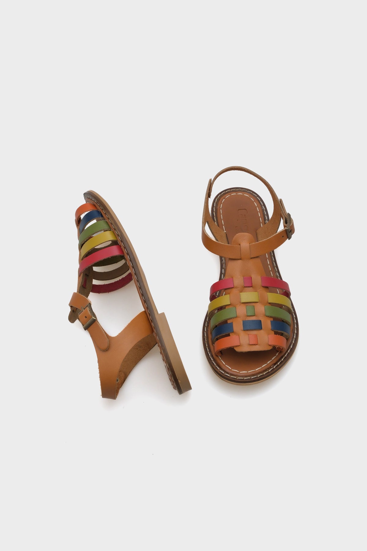 Daphne Yuvarlak Burunlu Gladyatör Bantlı Kadın Deri Sandalet