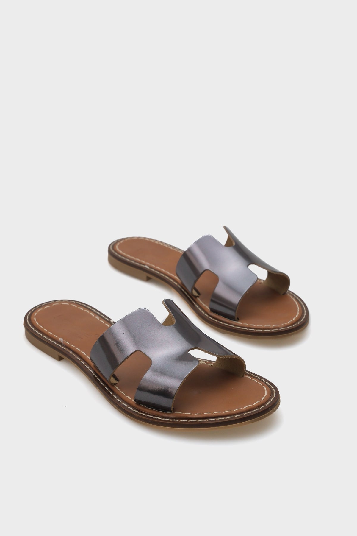 Madelin H Bantlı Kadın Deri Terlik