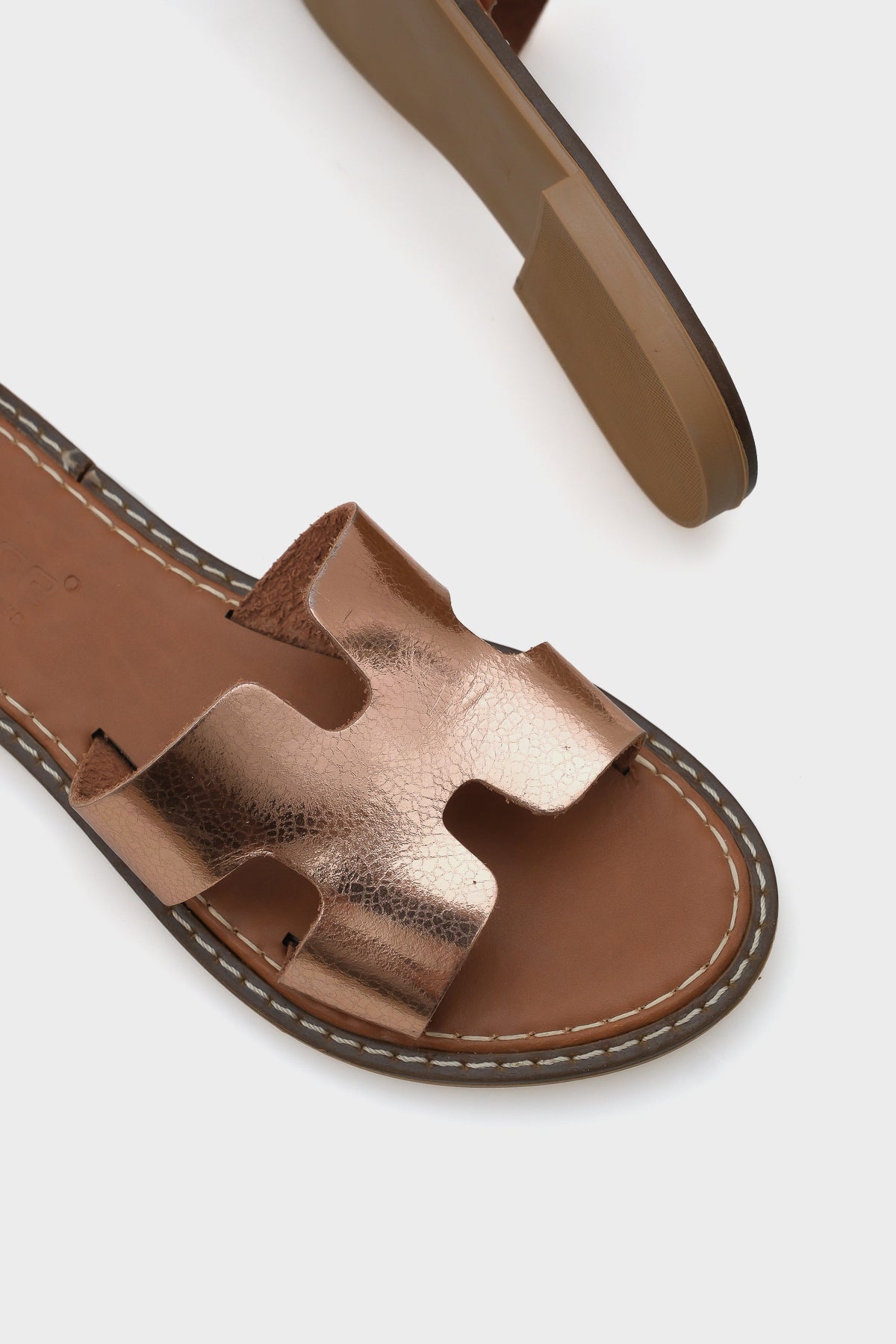 Madelin H Bantlı Kadın Deri Terlik