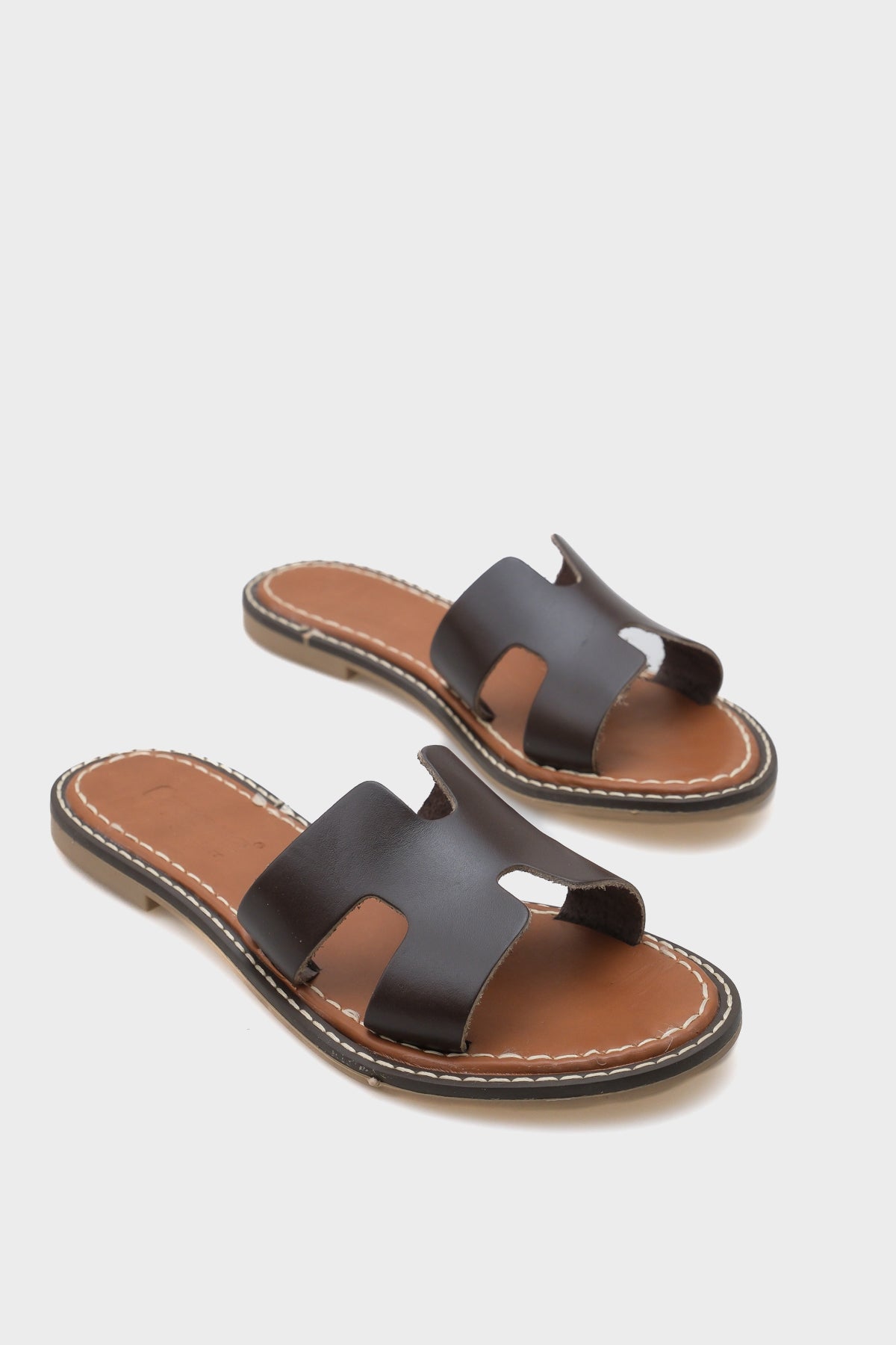 Madelin H Bantlı Kadın Deri Terlik