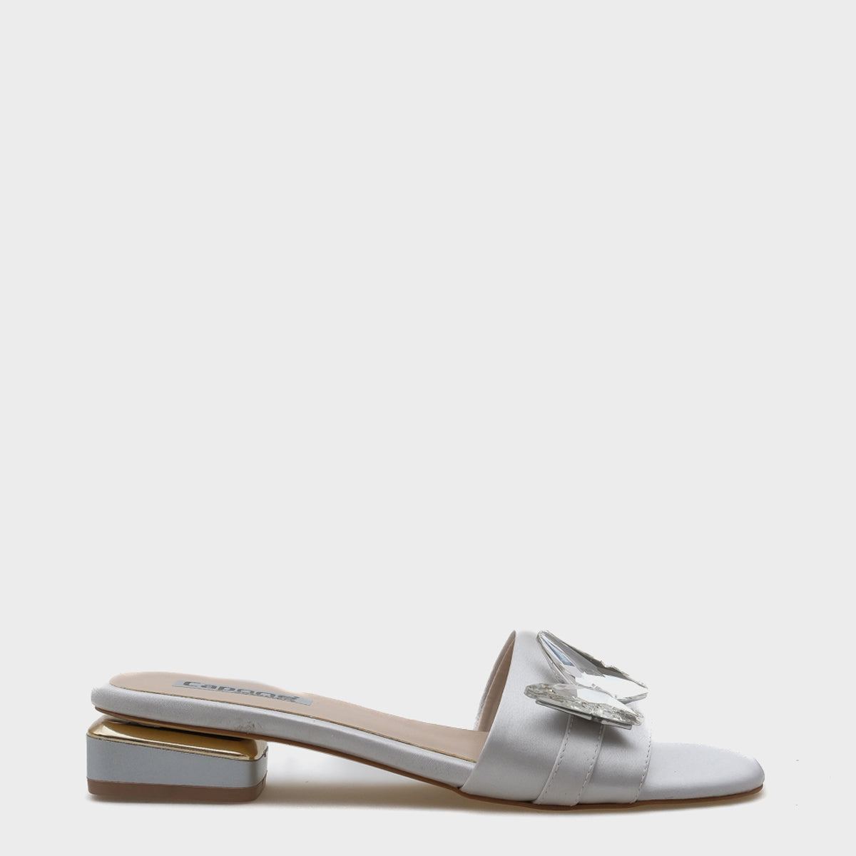 Ariela Yuvarlak Küt Burunlu Taşlı Kelebek Tokalı Kadın Kısa Topuklu Terlik