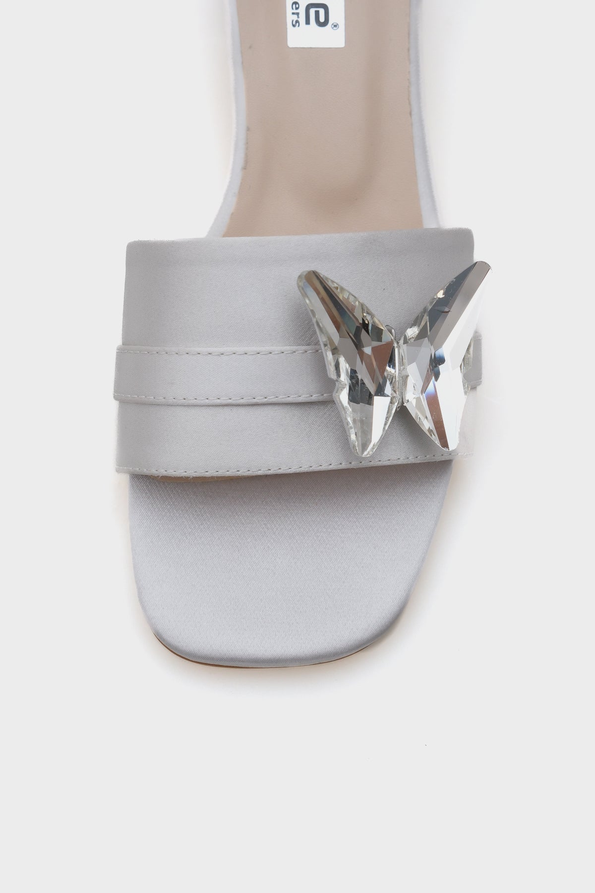 Ariela Yuvarlak Küt Burunlu Taşlı Kelebek Tokalı Kadın Kısa Topuklu Terlik