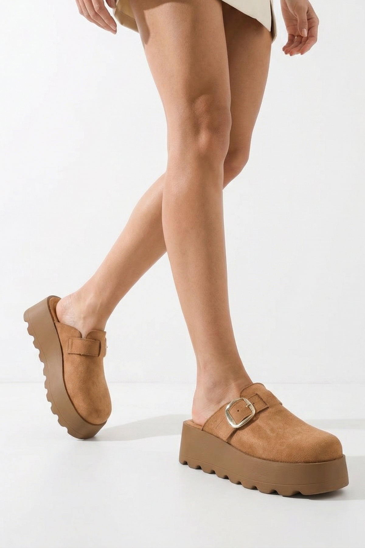 Minette Kürklü Süet Görünümlü Kadın Sabo