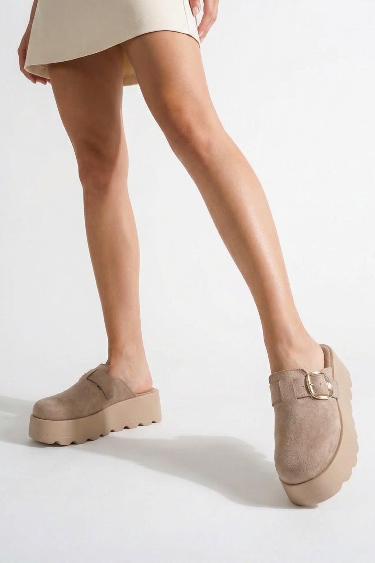 Minette Kürklü Süet Görünümlü Kadın Sabo