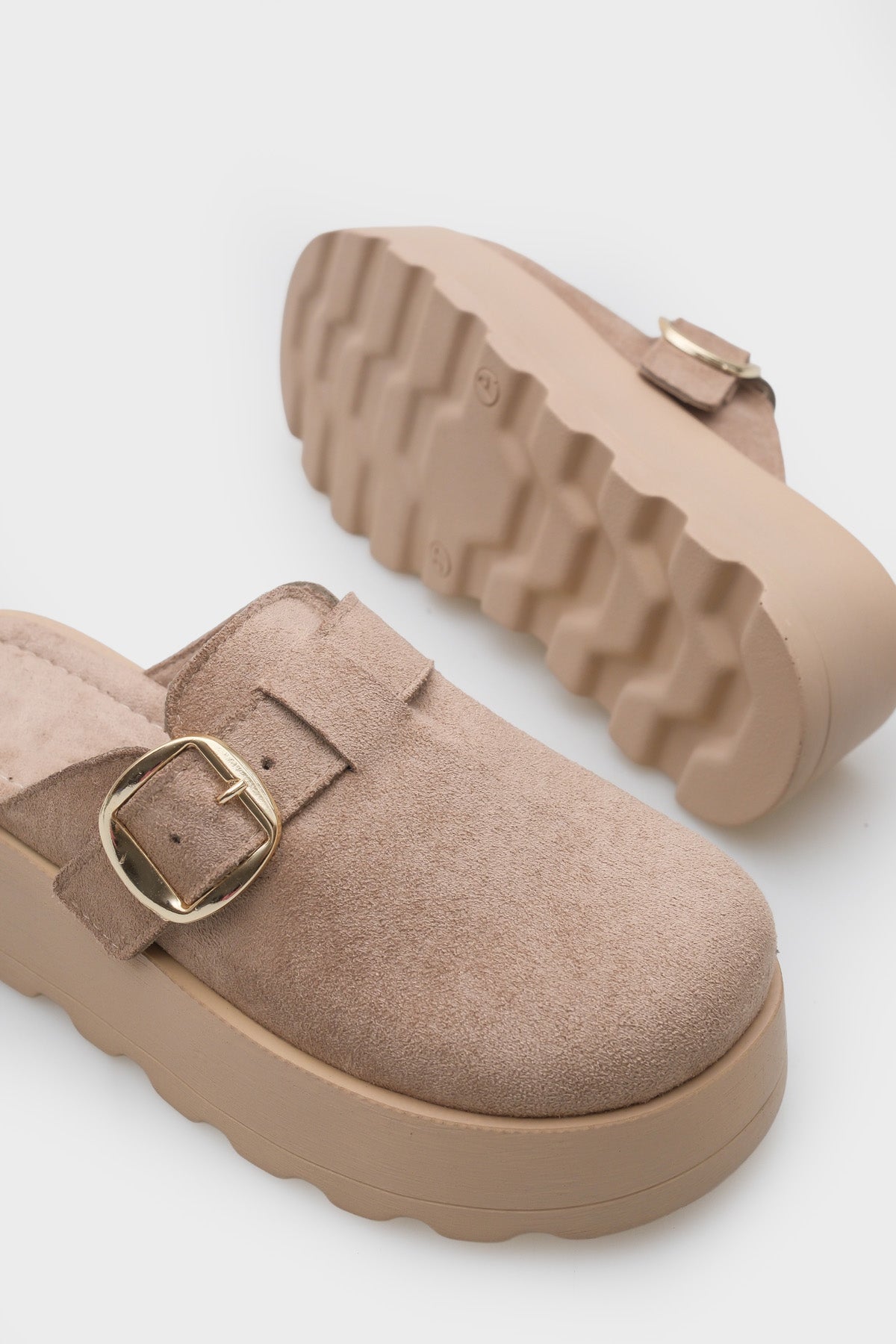 Minette Kürklü Süet Görünümlü Kadın Sabo