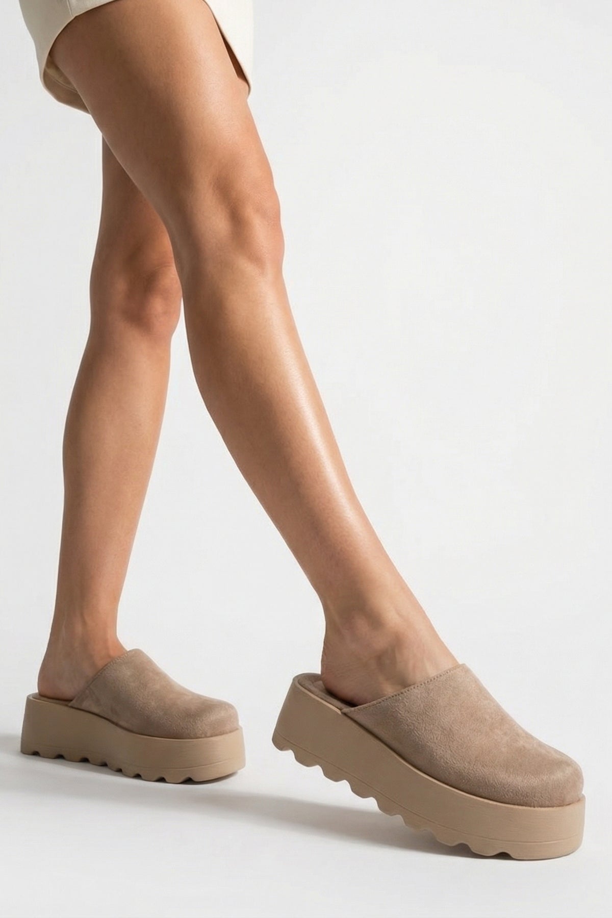 Marlyn Kürklü Süet Görünümlü Kadın Sabo