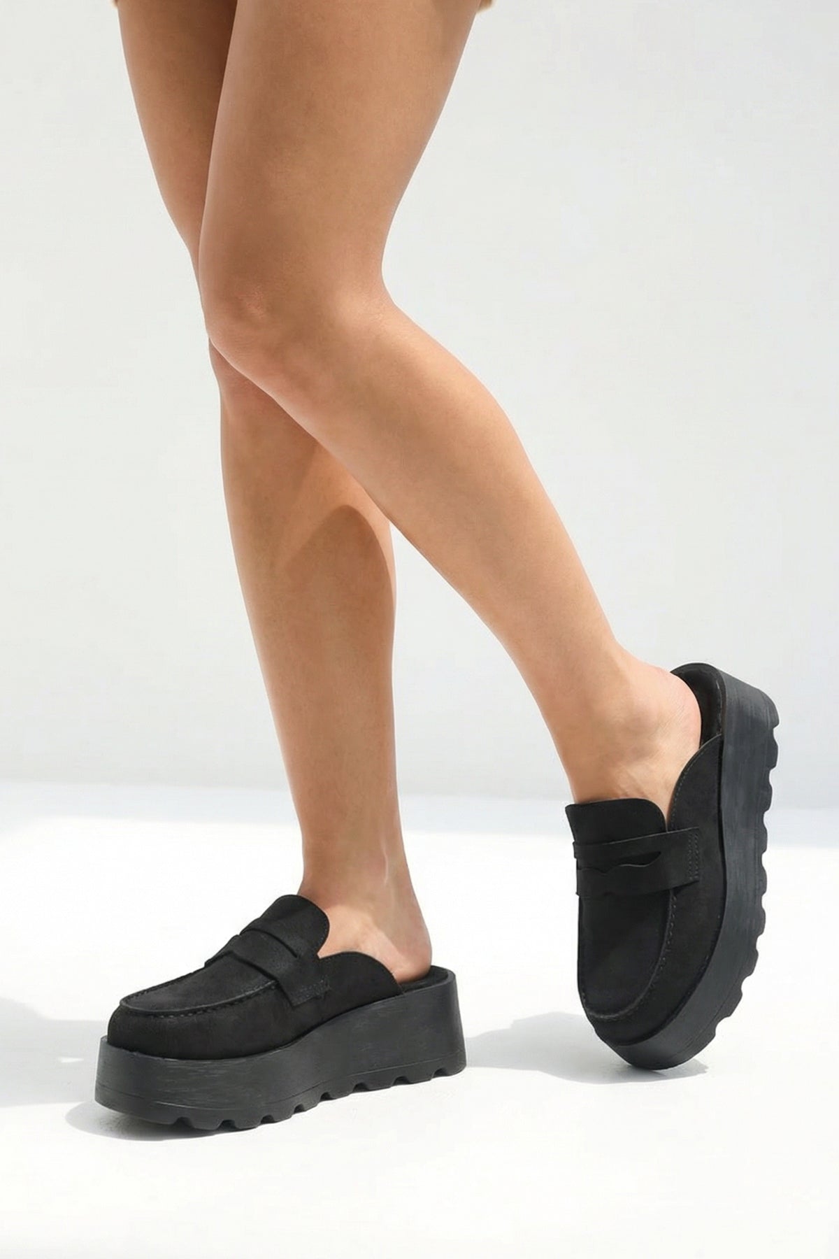 Karrie Kürklü Süet Görünümlü Kadın Sabo