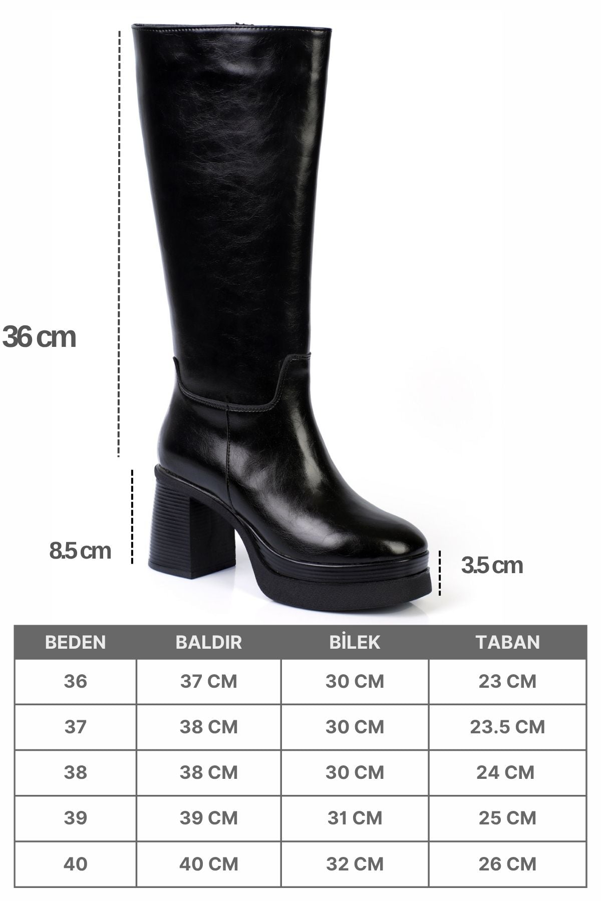 Beatrice Yuvarlak Burunlu Topuklu  Kadın  Çizme