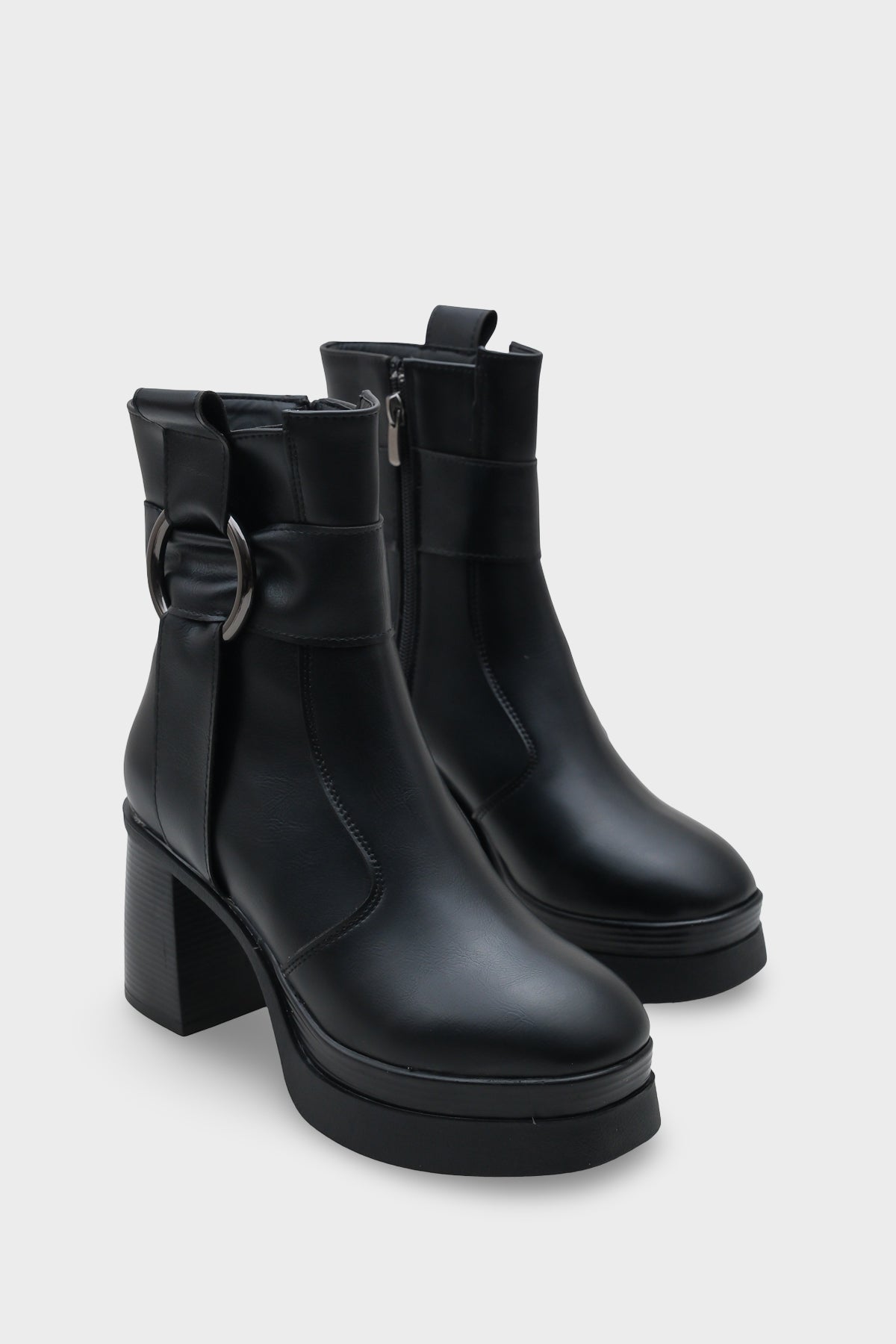 Tiffany Yuvarlak Burunlu Yandan Fermuarlı Orta Topuklu Kadın Bot