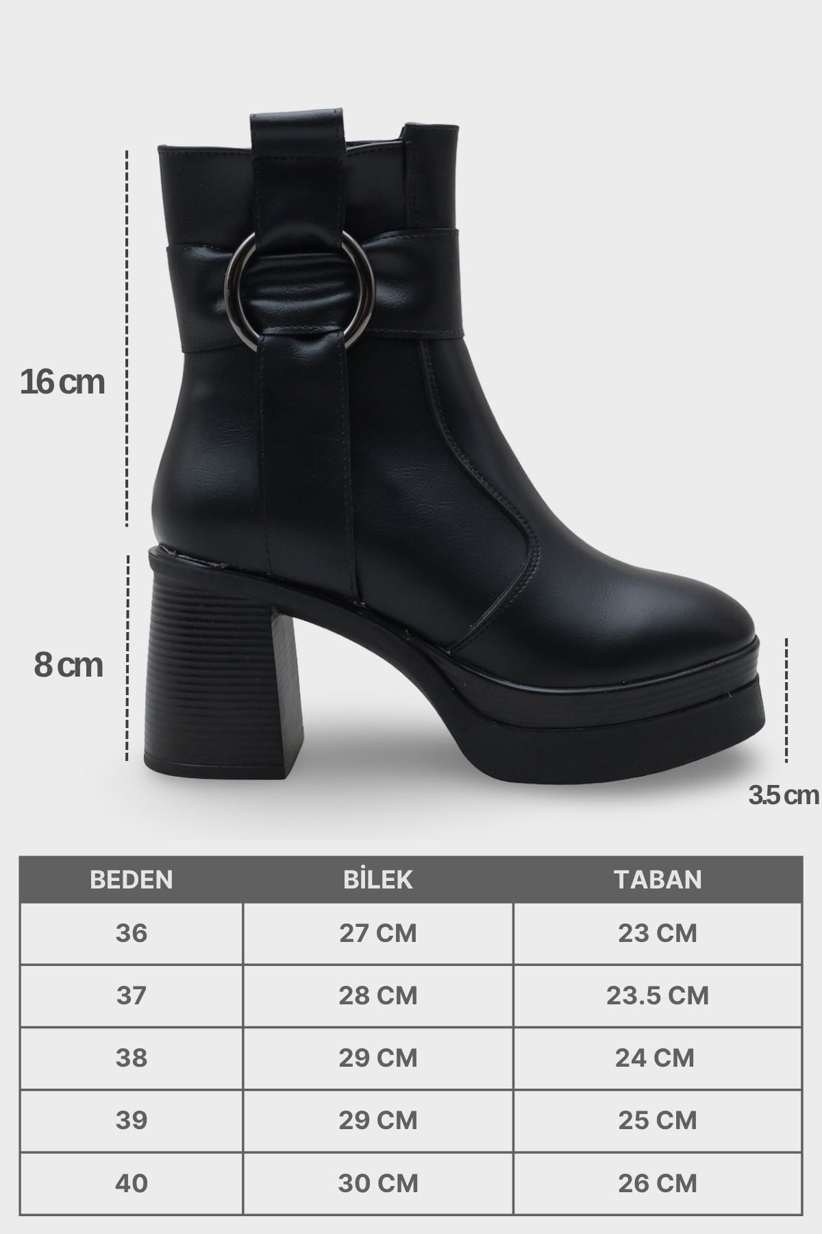 Tiffany Yuvarlak Burunlu Yandan Fermuarlı Orta Topuklu Kadın Bot