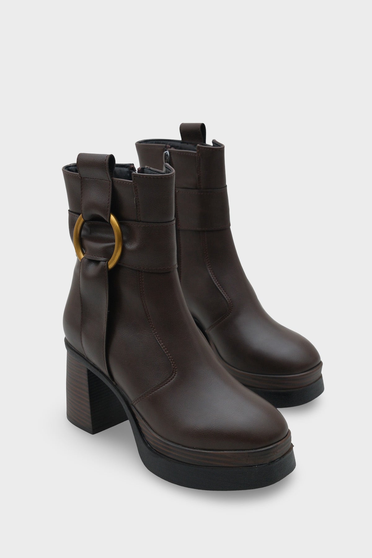 Tiffany Yuvarlak Burunlu Yandan Fermuarlı Orta Topuklu Kadın Bot