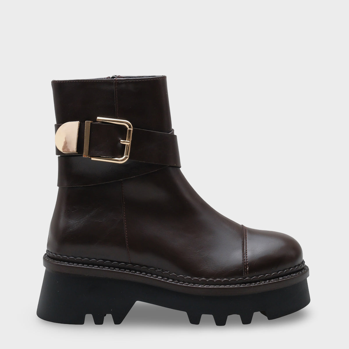 Giselle Trak Tabanlı Metal Tokalı Yandan Fermuarlı Kadın Uzun Bot