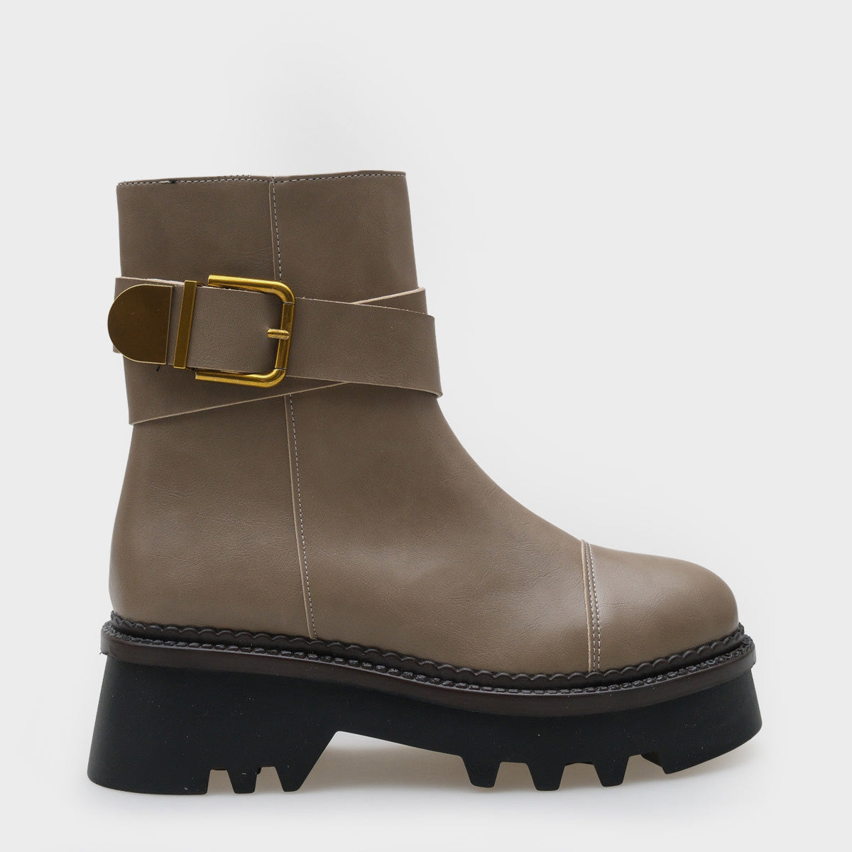 Giselle Trak Tabanlı Metal Tokalı Yandan Fermuarlı Kadın Uzun Bot