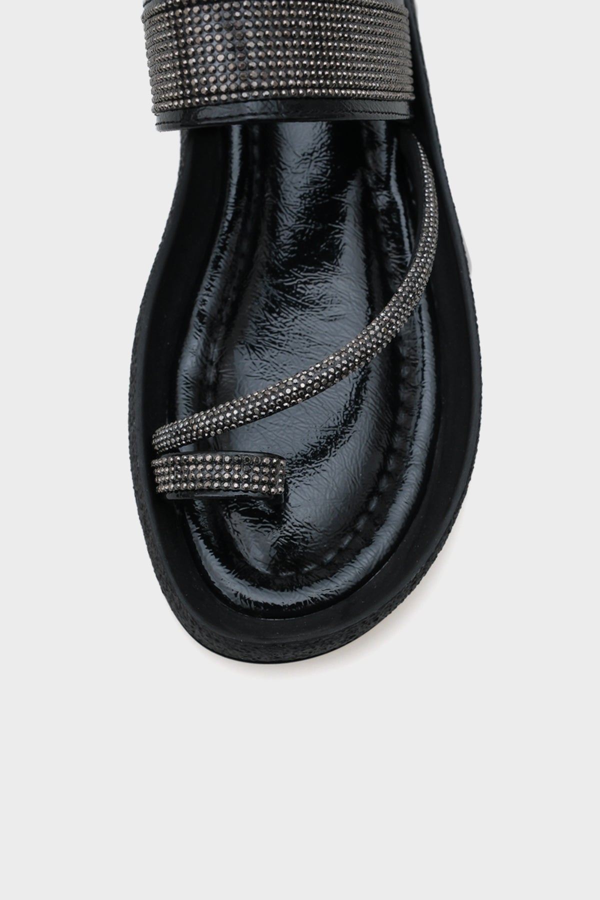 Mara Taşlı Bantlı Taşlı Detaylı Dolgu Topuk Metalik Kadın Terlik