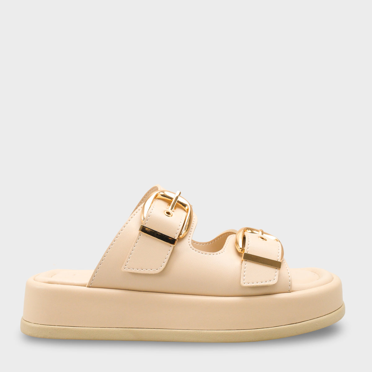 Vivien Dolgu Topuklu Çift Bantlı Tokalı Kadın Terlik