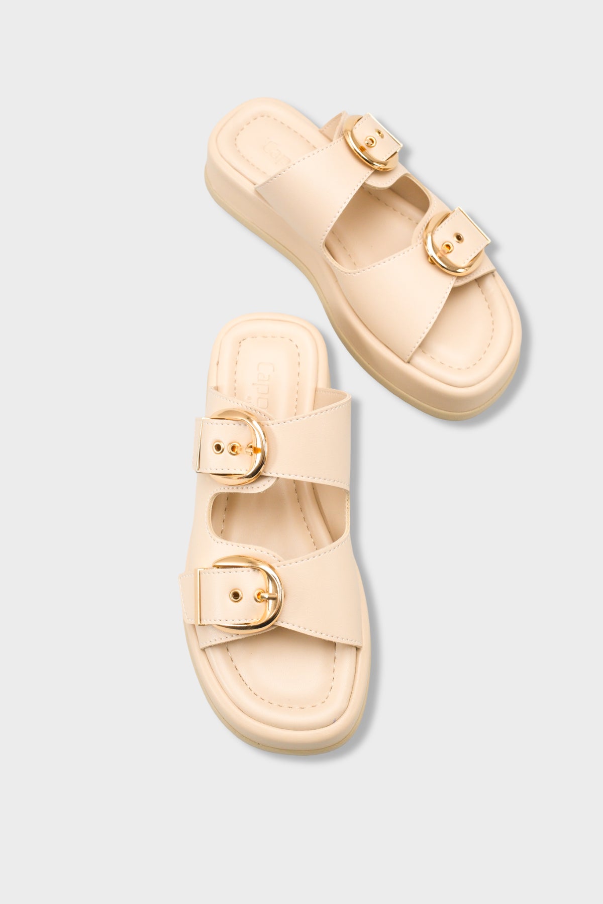 Vivien Dolgu Topuklu Çift Bantlı Tokalı Kadın Terlik