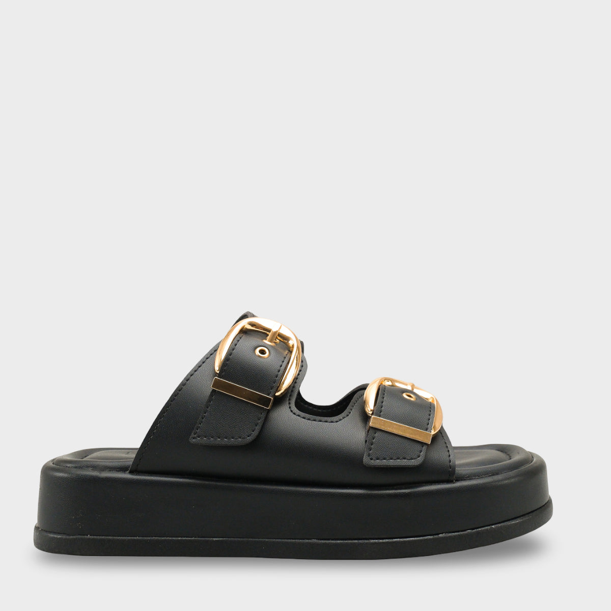 Vivien Dolgu Topuklu Çift Bantlı Tokalı Kadın Terlik