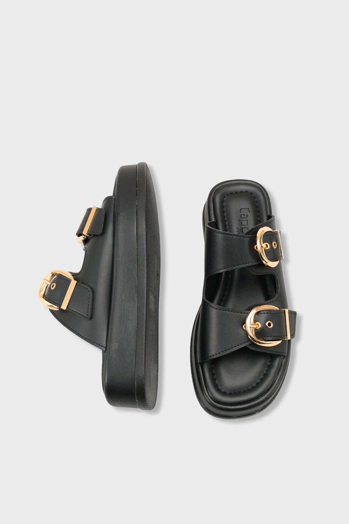 Vivien Dolgu Topuklu Çift Bantlı Tokalı Kadın Terlik