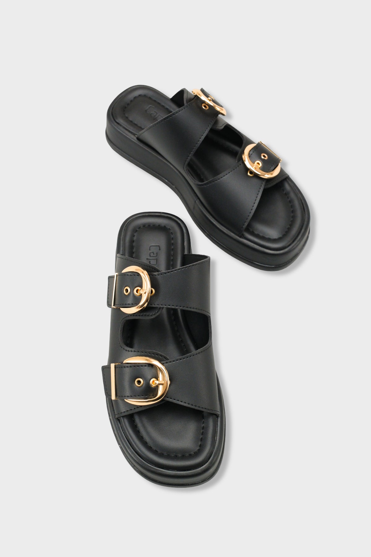 Vivien Dolgu Topuklu Çift Bantlı Tokalı Kadın Terlik