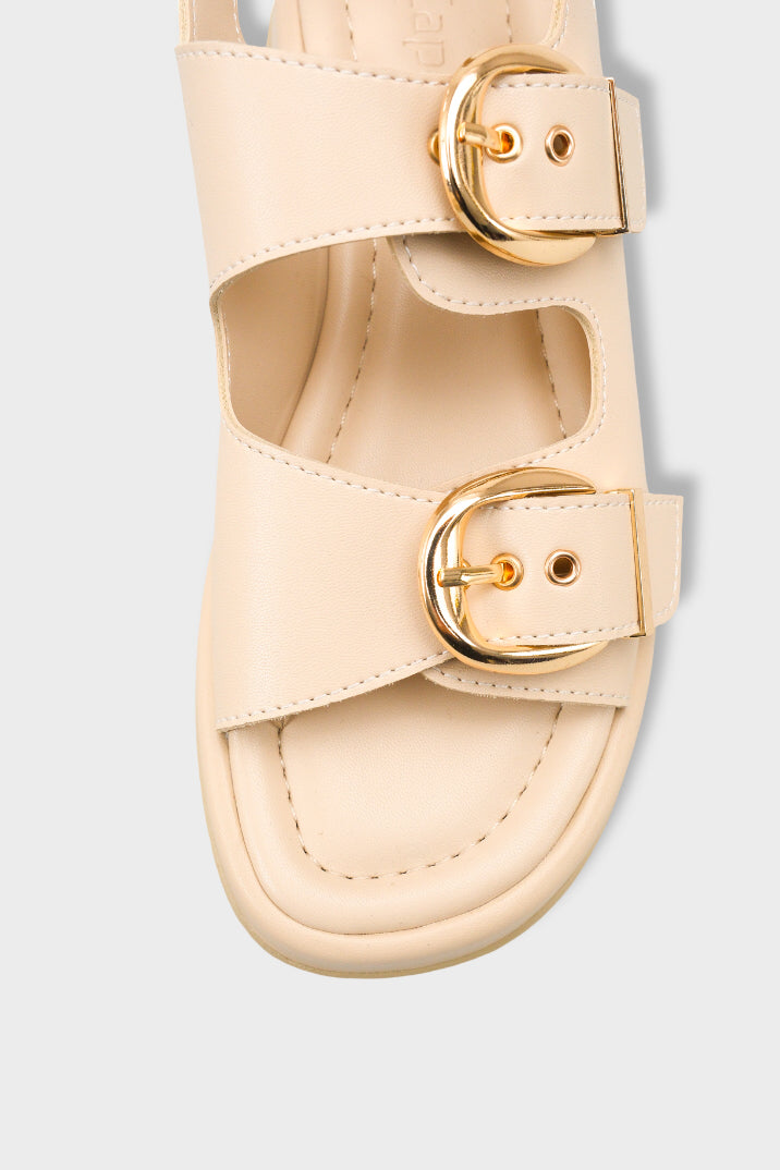 Cortney Dolgu Topuklu Çift Bantlı Tokalı Kadın Sandalet