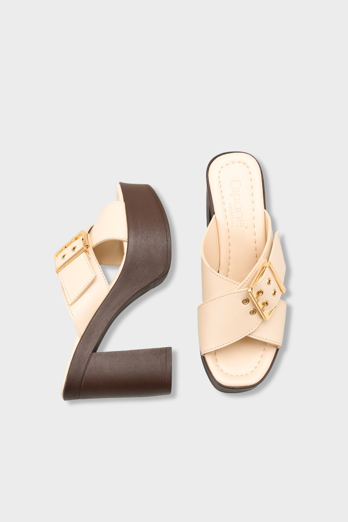 Marlo Platform Çapraz Bantlı Metal Tokalı Kadın Terlik