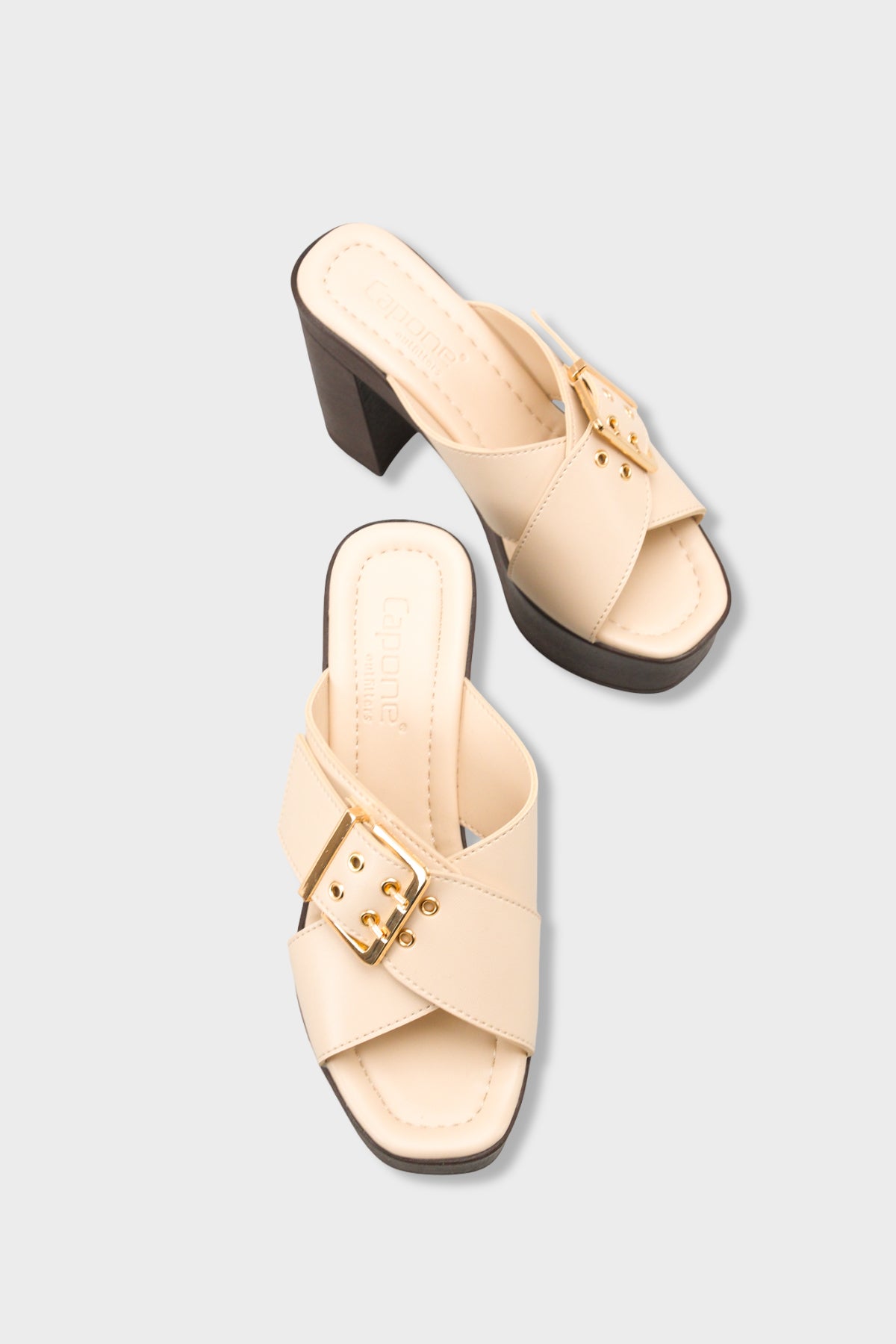 Marlo Platform Çapraz Bantlı Metal Tokalı Kadın Terlik