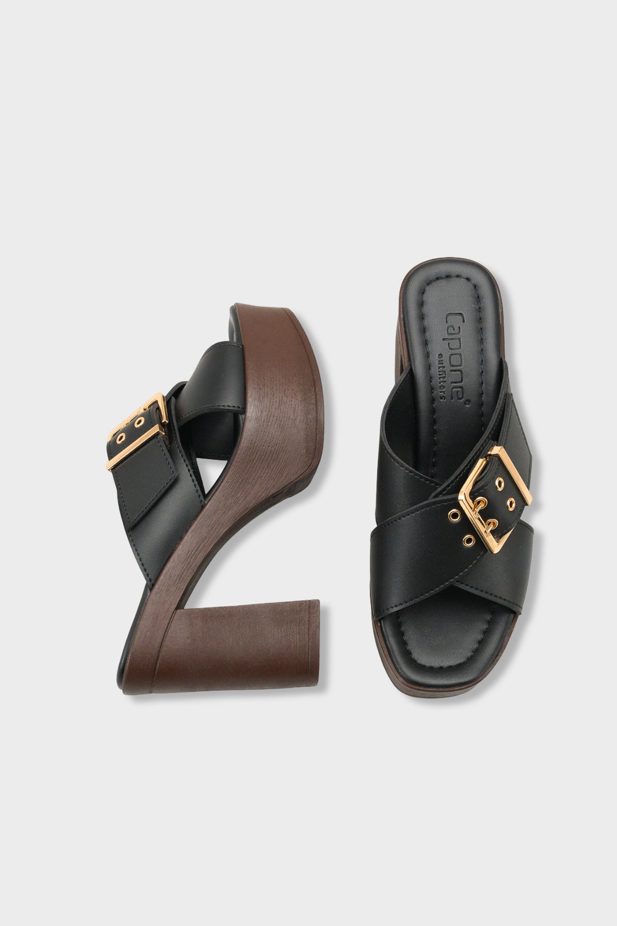 Marlo Platform Çapraz Bantlı Metal Tokalı Kadın Terlik