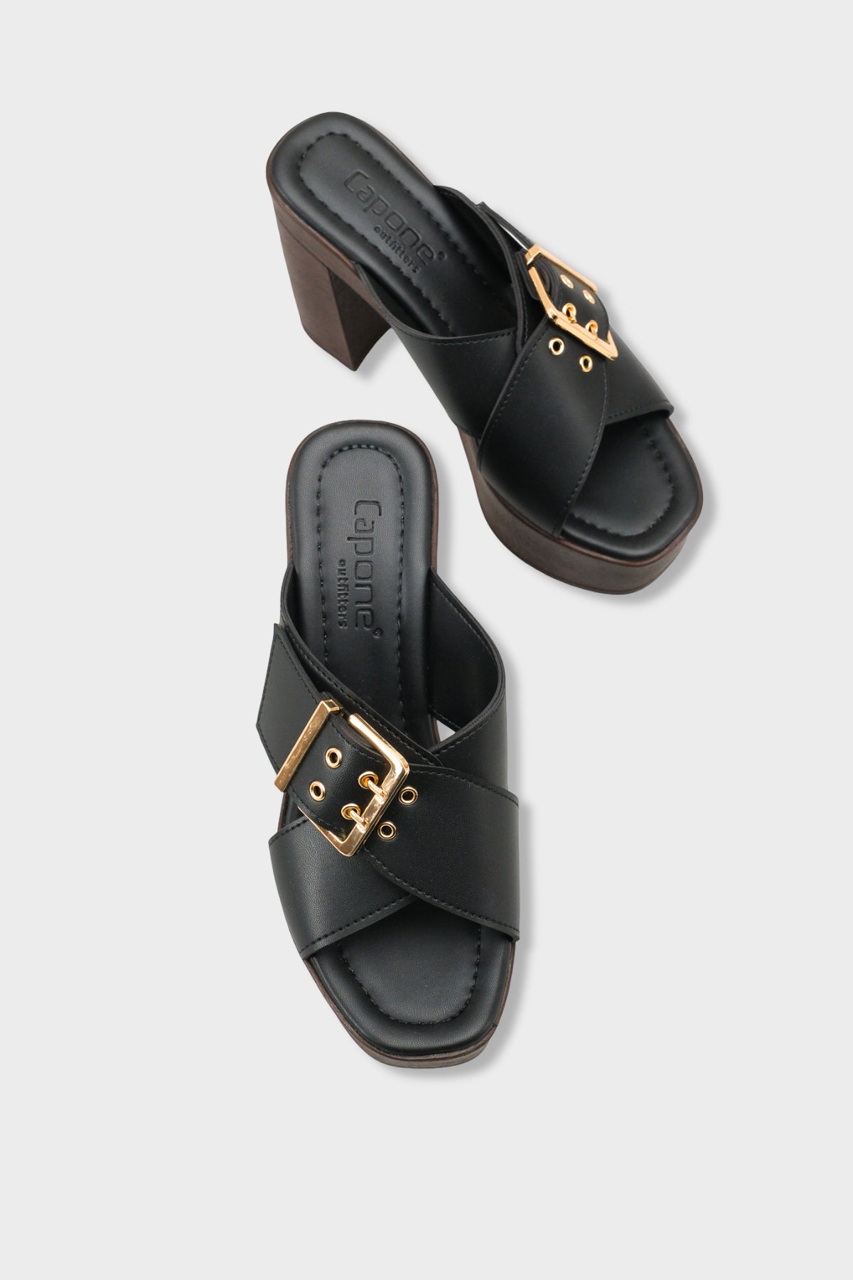 Marlo Platform Çapraz Bantlı Metal Tokalı Kadın Terlik