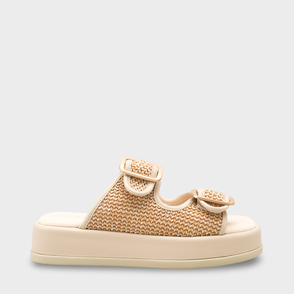 Marge Dolgu Topuklu Çift Bantlı Tokalı Kadın Terlik