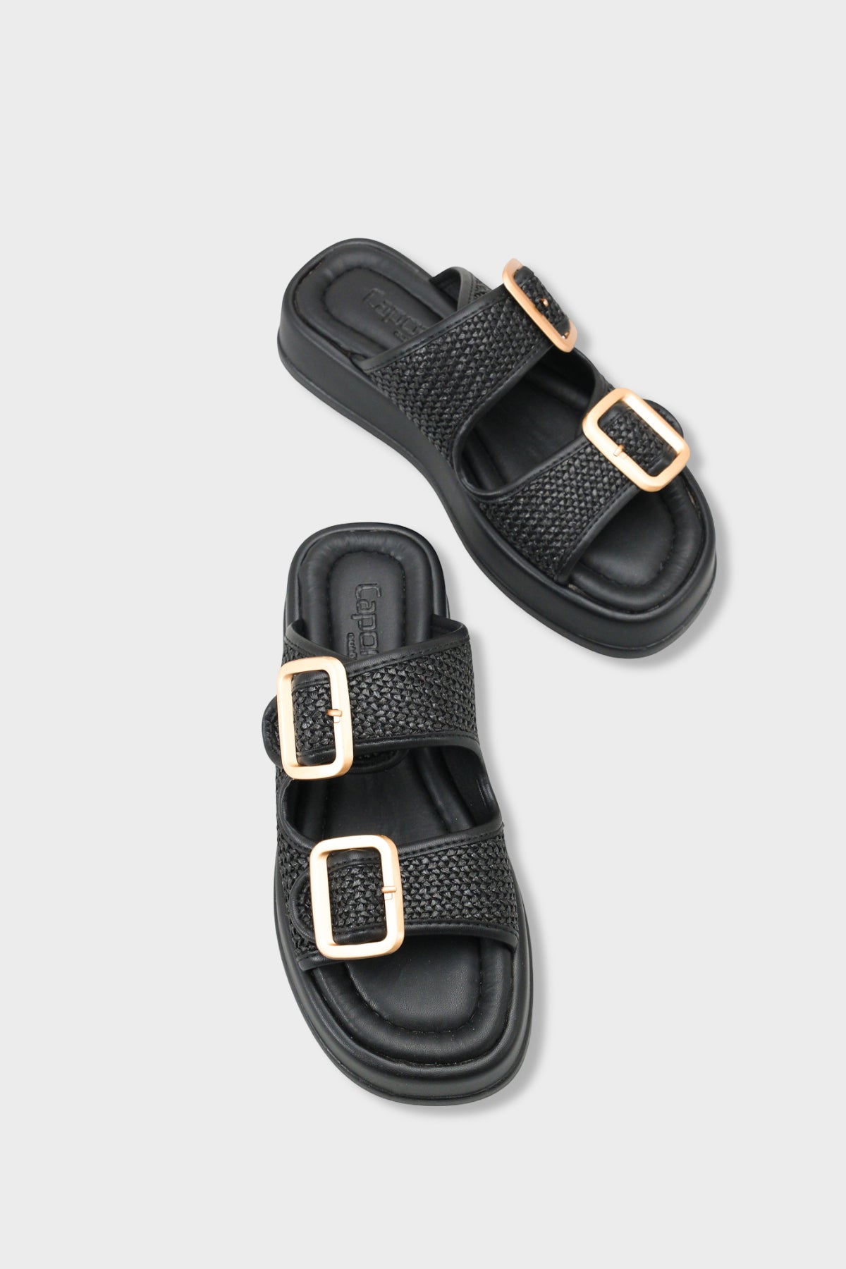 Marge Dolgu Topuklu Çift Bantlı Tokalı Kadın Terlik