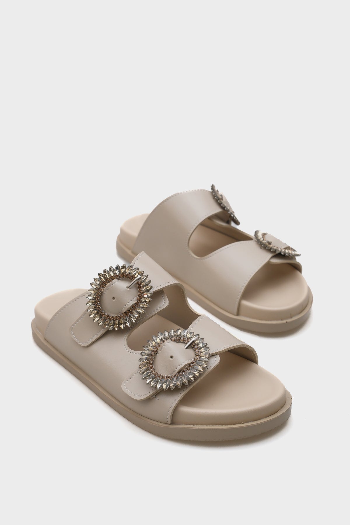 Marice Taşlı Tokalı Düz Topuklu Kadın Terlik