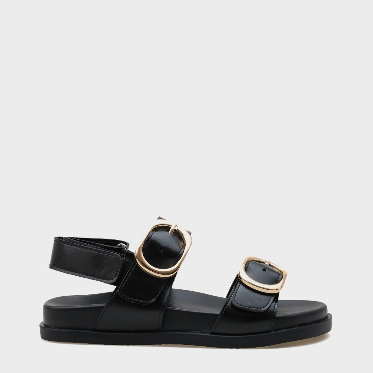 Marie Çift Metal Tokalı Düz Topuklu Kadın Sandalet