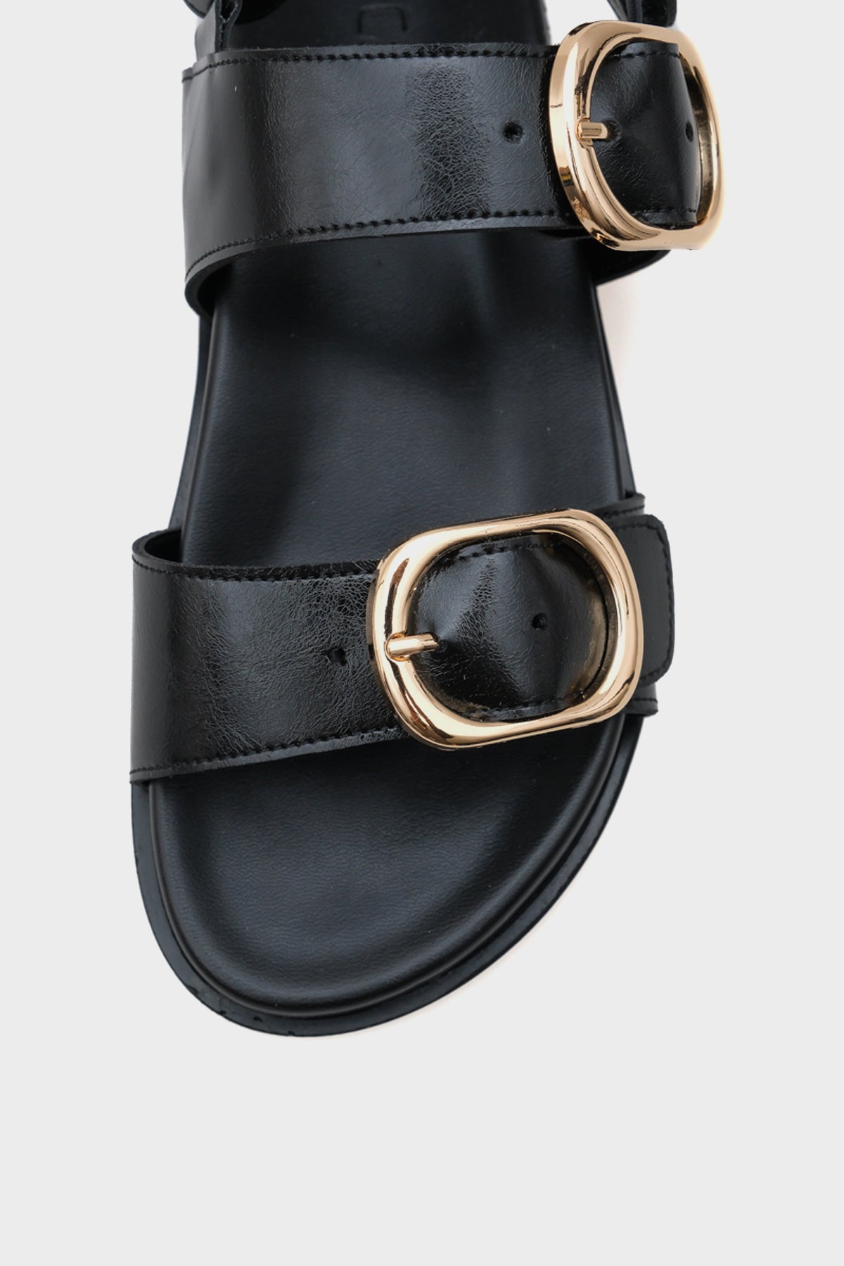 Marie Çift Metal Tokalı Düz Topuklu Kadın Sandalet