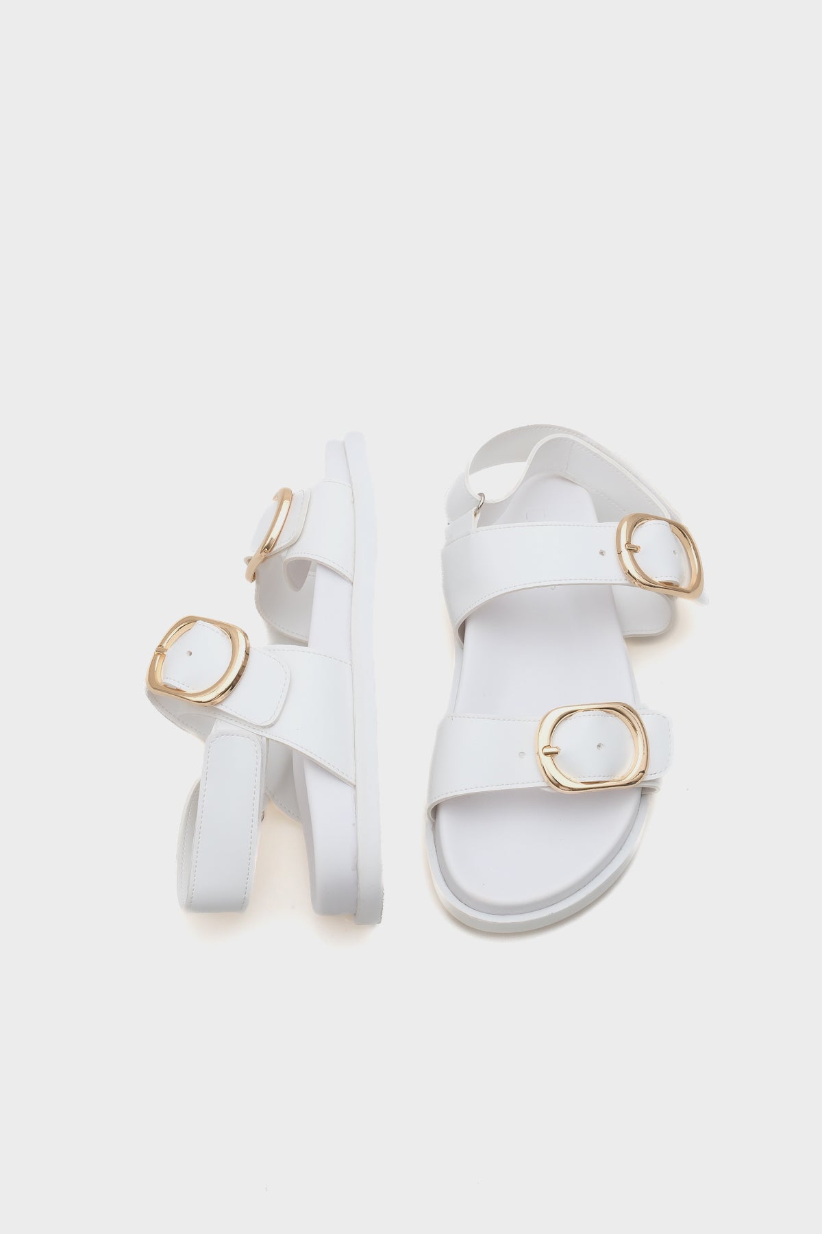 Marie Çift Metal Tokalı Düz Topuklu Kadın Sandalet