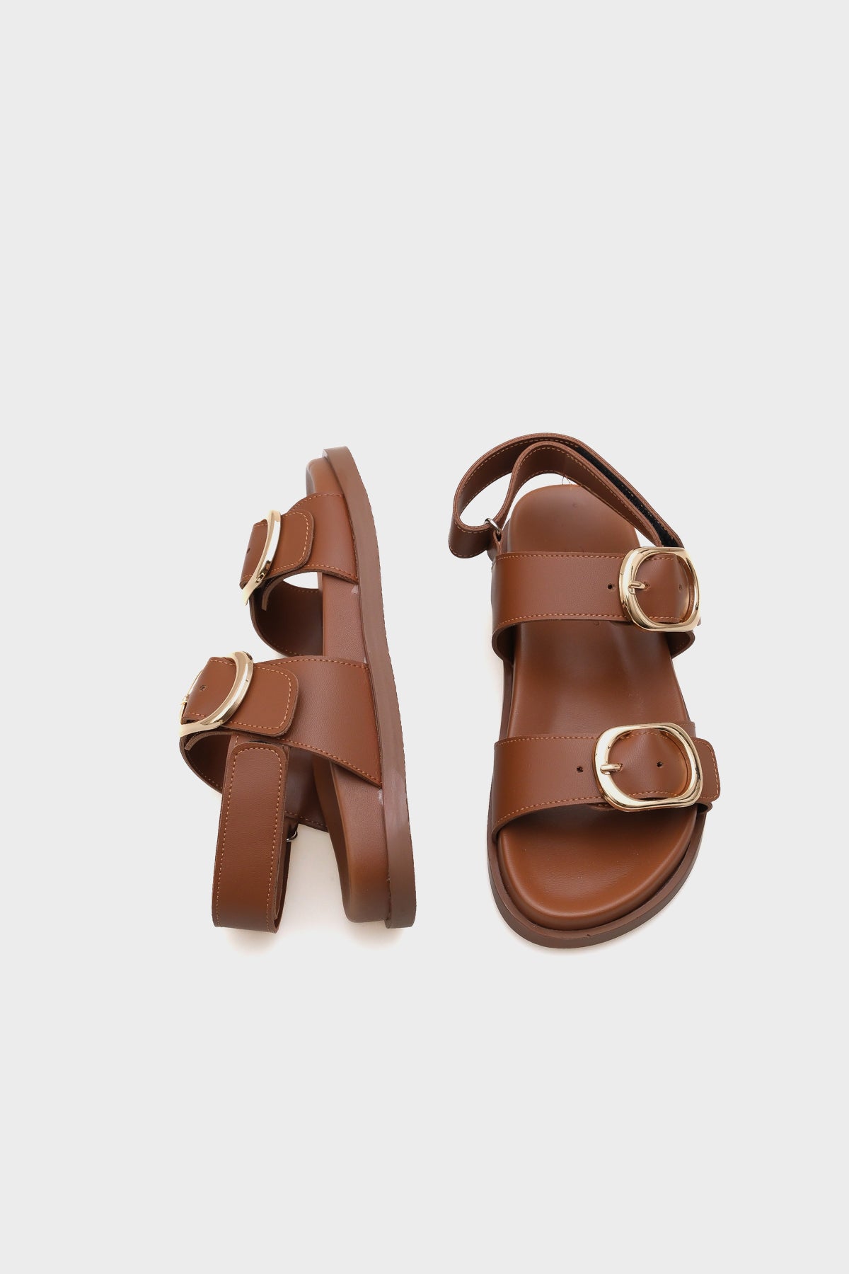 Marie Çift Metal Tokalı Düz Topuklu Kadın Sandalet