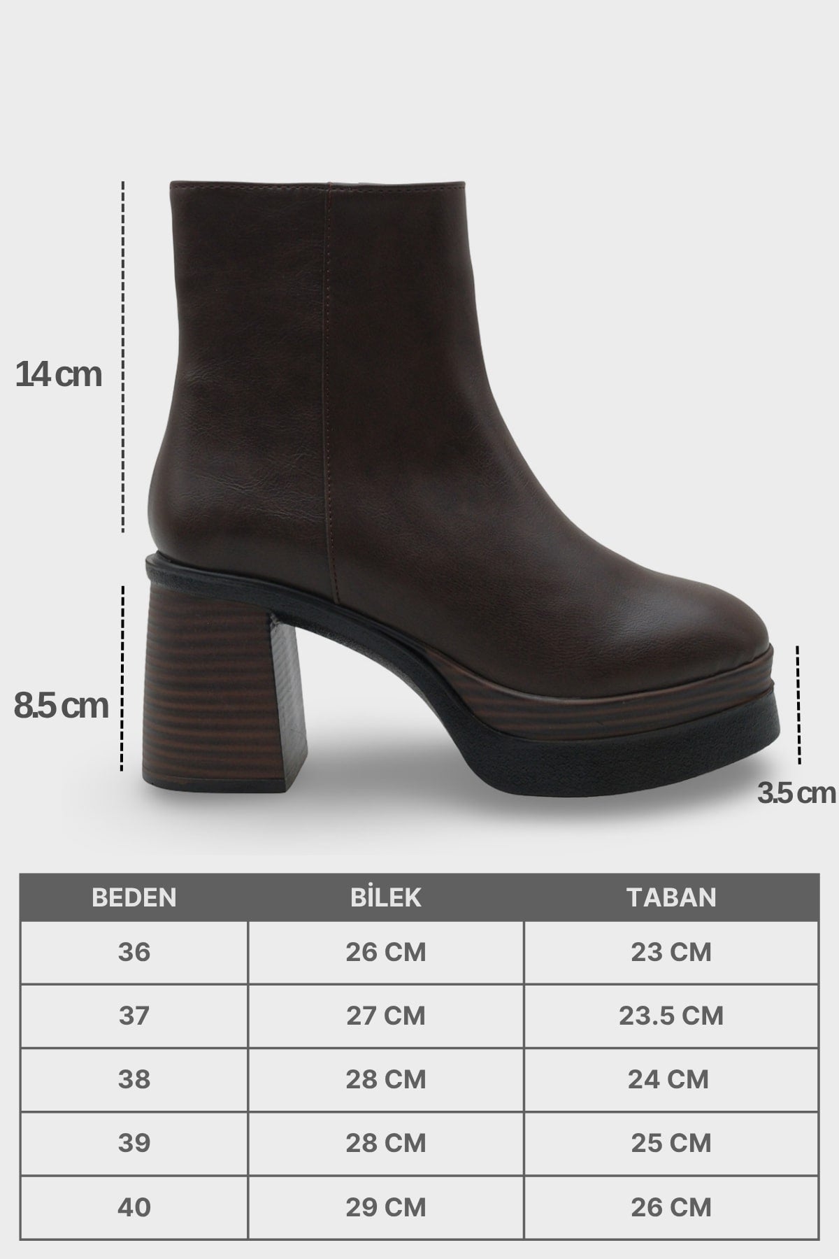 Sherry 1504 Yuvarlak Burunlu Yandan Fermuarlı Orta Topuklu Kadın Bot