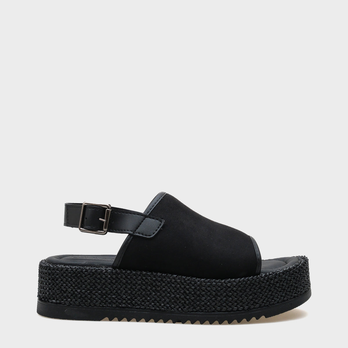 Vena Hasırlı Tek Tokalı Dolgu Topuklu  Kadın Sandalet