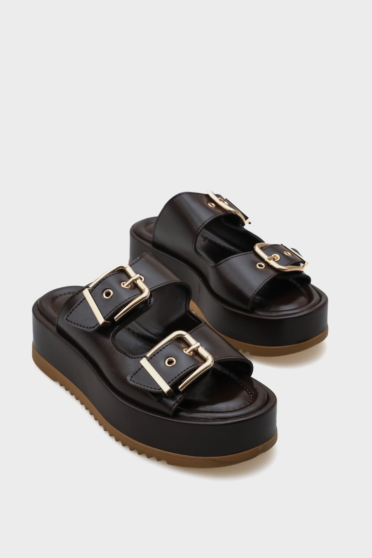 Marley Çift Tokalı Dolgu Topuklu Kadın Terlik