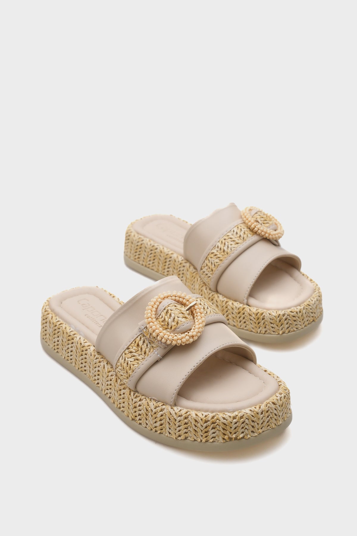 Verla Hasır Tokalı Dolgu Topuklu Kadın Terlik