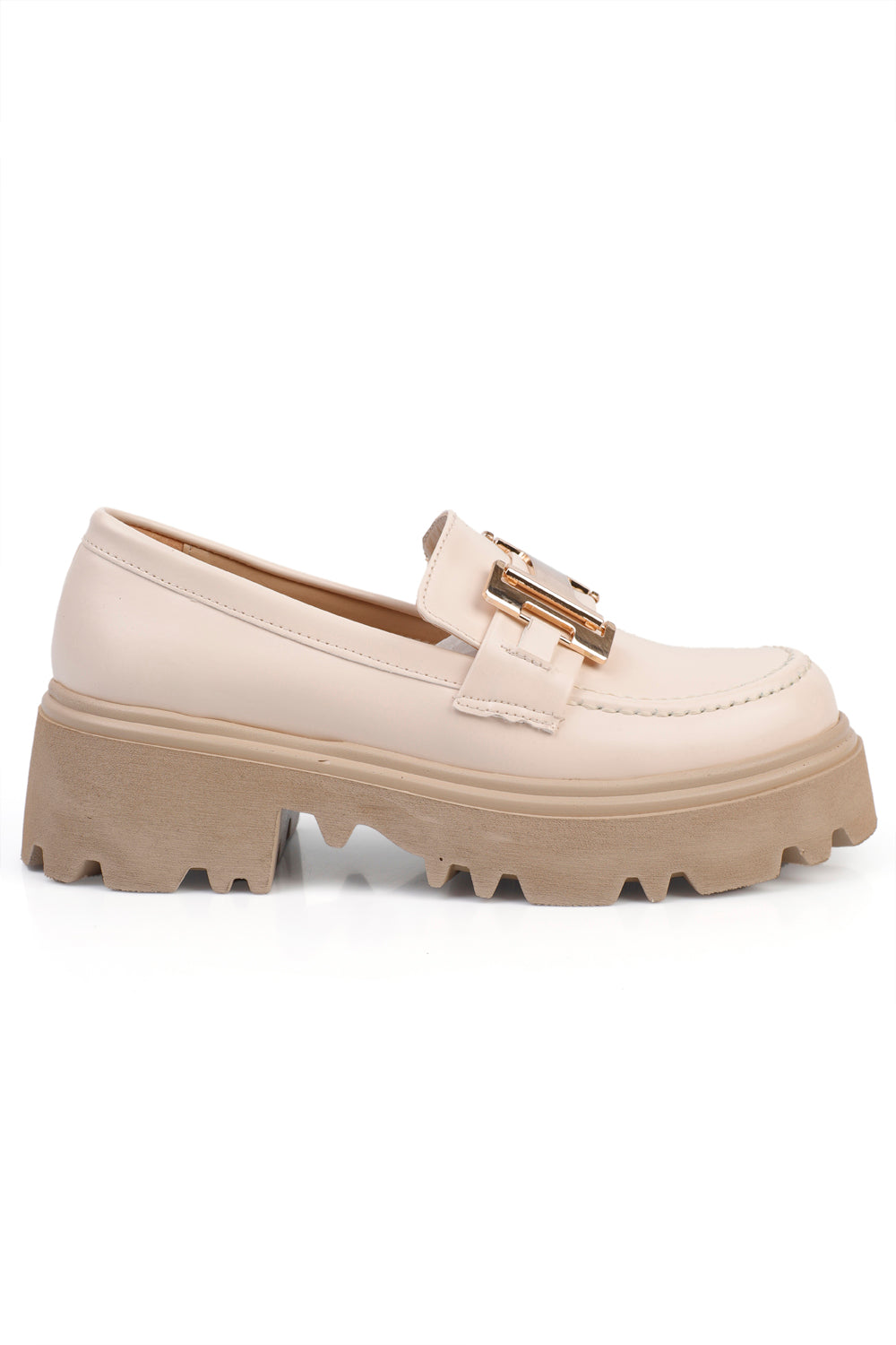 Yuvarlak Burunlu H Tokalı Kadın Loafer