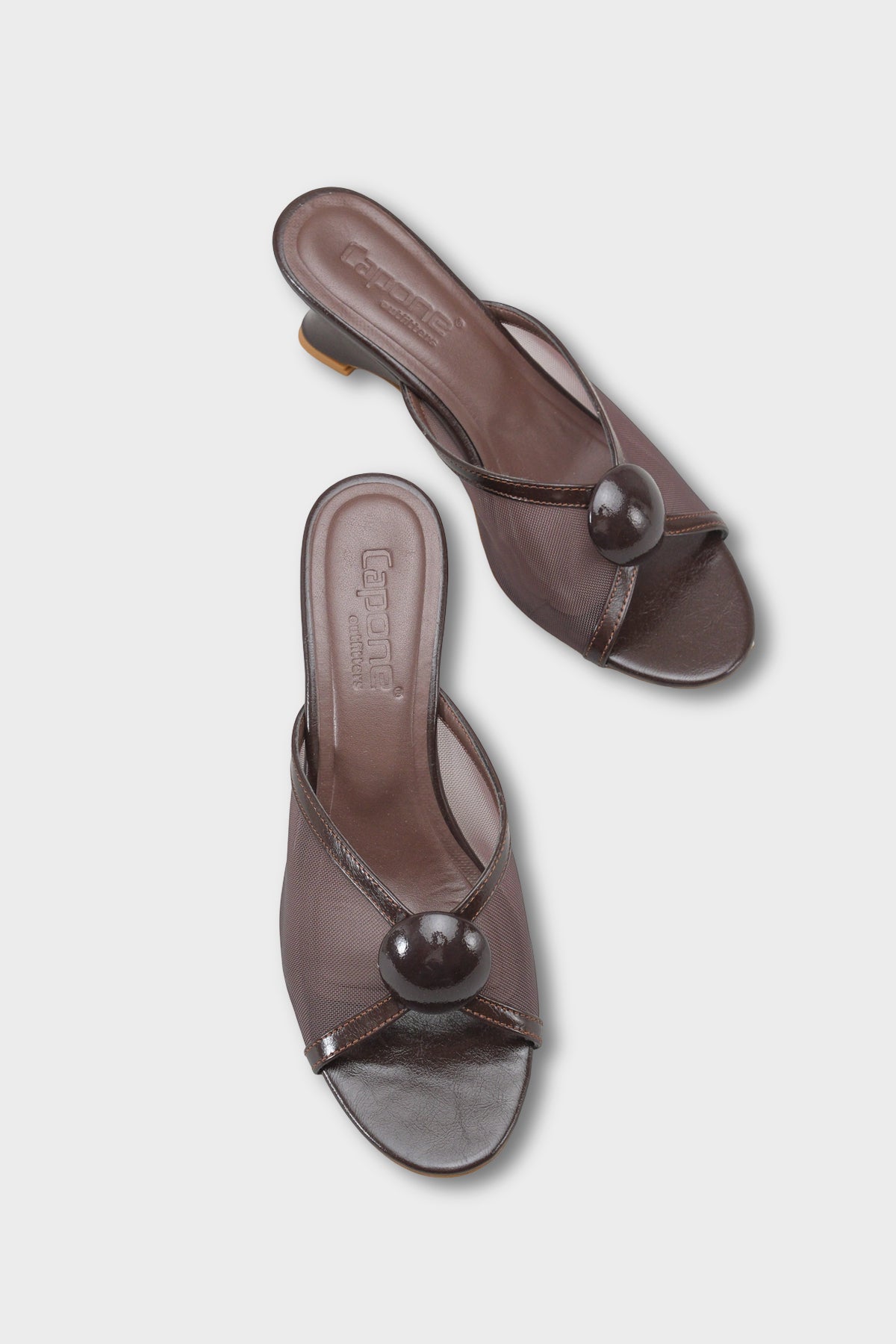 Rachele Feta Dolgu Topuklu Fileli Şık Kadın Terlik