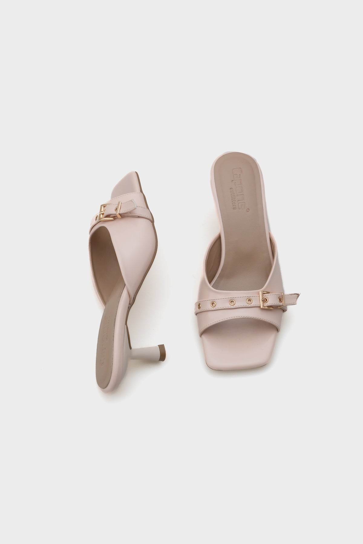 Millie Küt Burunlu Orta Topuklu Metal Tokalı  Kadın Terlik