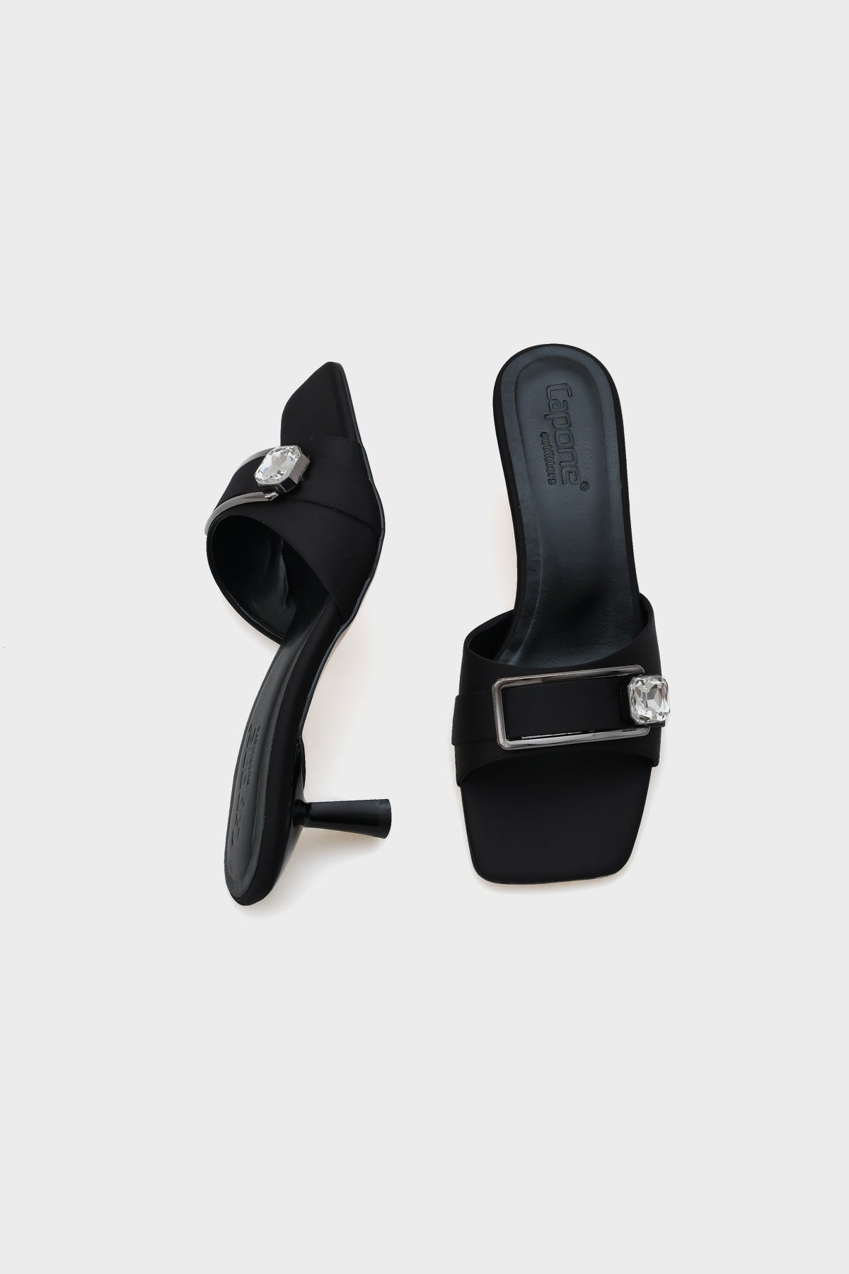 Mina Küt Burunlu Orta Topuklu Taşlı Tek Bantlı Kadın Terlik