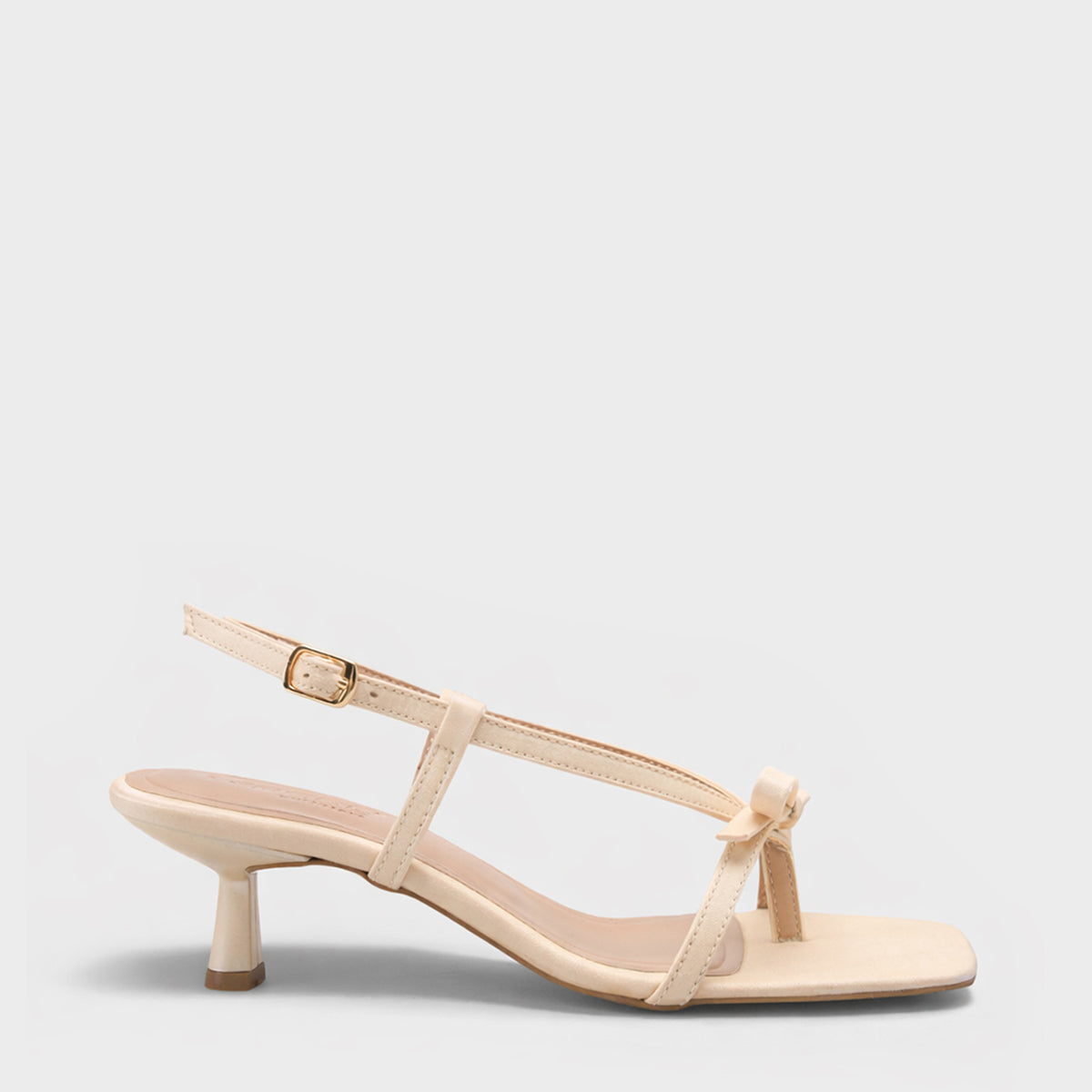 Lacey Saten Orta Topuklu Küt Burunlu Kadın Sandalet