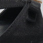 Vivia Sivri Burunlu Taşlı Tokalı Saten Orta Topuklu Şık Kadın Terlik