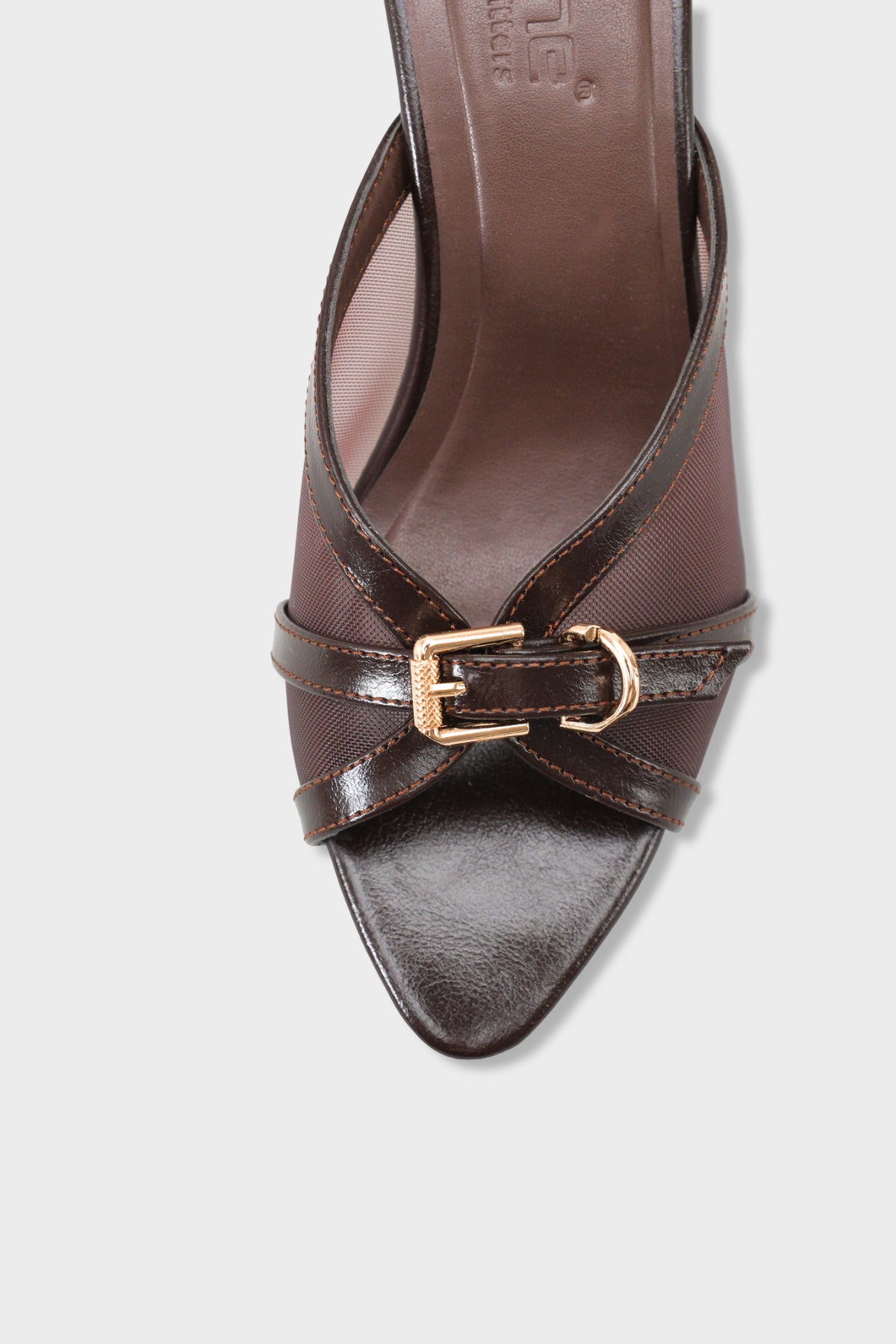 Marnie Sivri Burunlu Fileli Metal Tokalı Orta Topuklu Şık Kadın Terlik