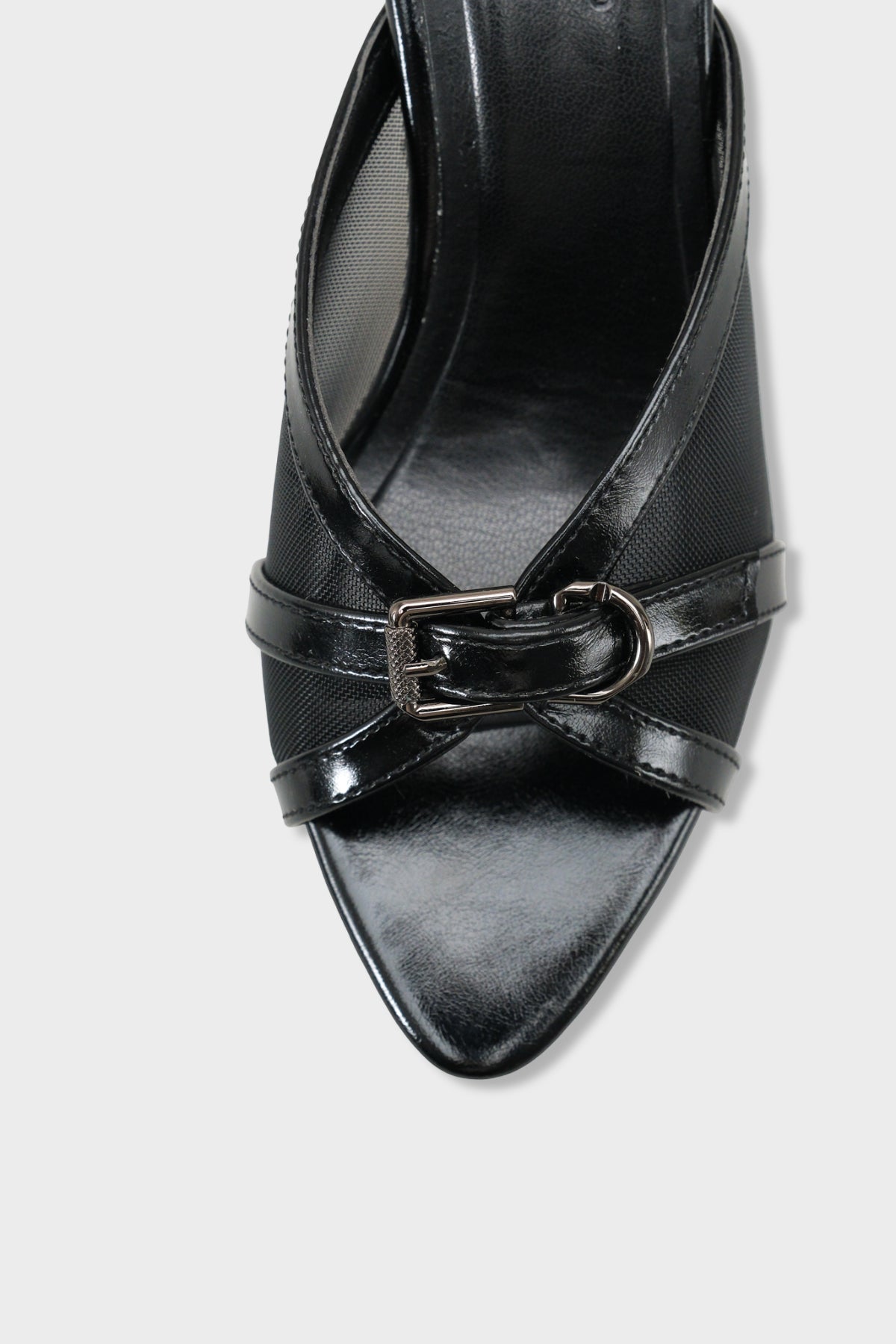 Marnie Sivri Burunlu Fileli Metal Tokalı Orta Topuklu Şık Kadın Terlik