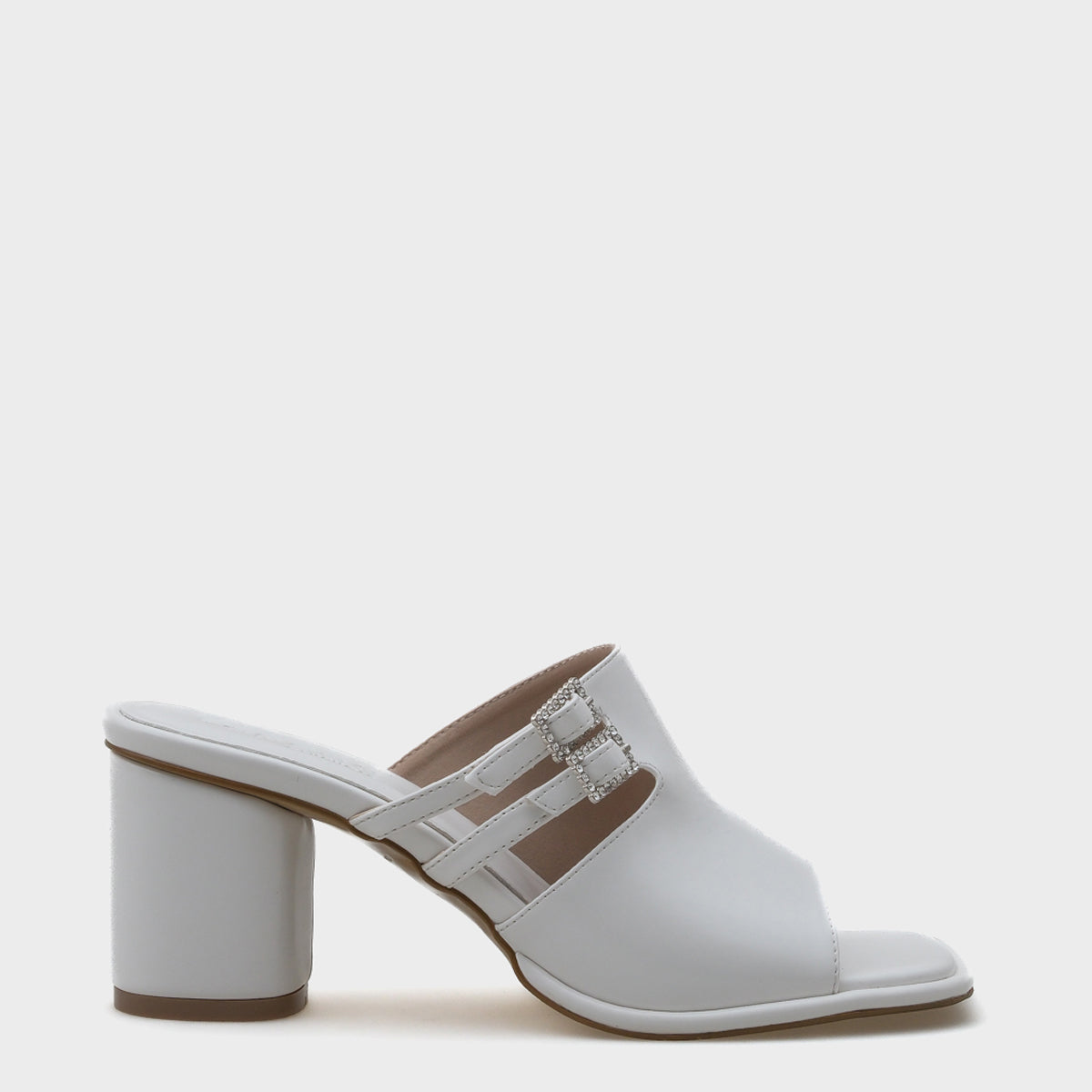 Mona Küt Burunlu Orta Topuklu Çift Taşlı Tokalı Kadın Terlik