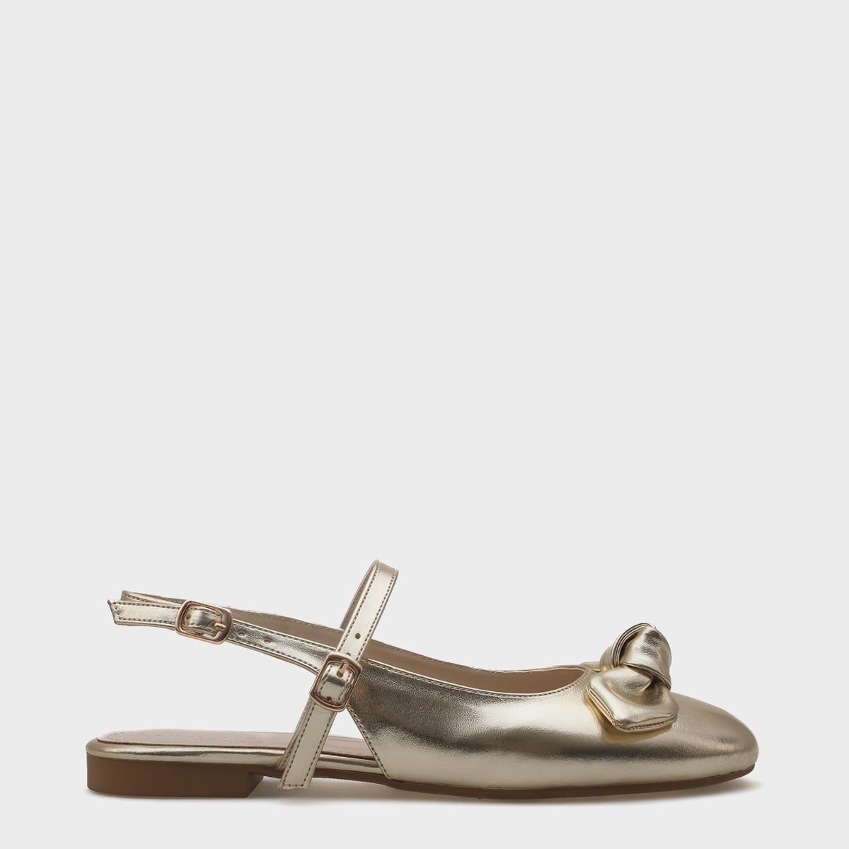 Anya Arkası Açık Bantlı  Oval burunlu Fiyonk Detaylı Kadın Babet